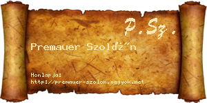 Premauer Szolón névjegykártya